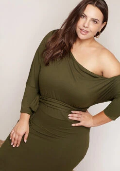 Asoph Women Clothing Plus Size One Shoulder Bodycon Dress