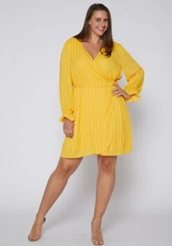Nurode Plus Size Stripe Wrap Dress