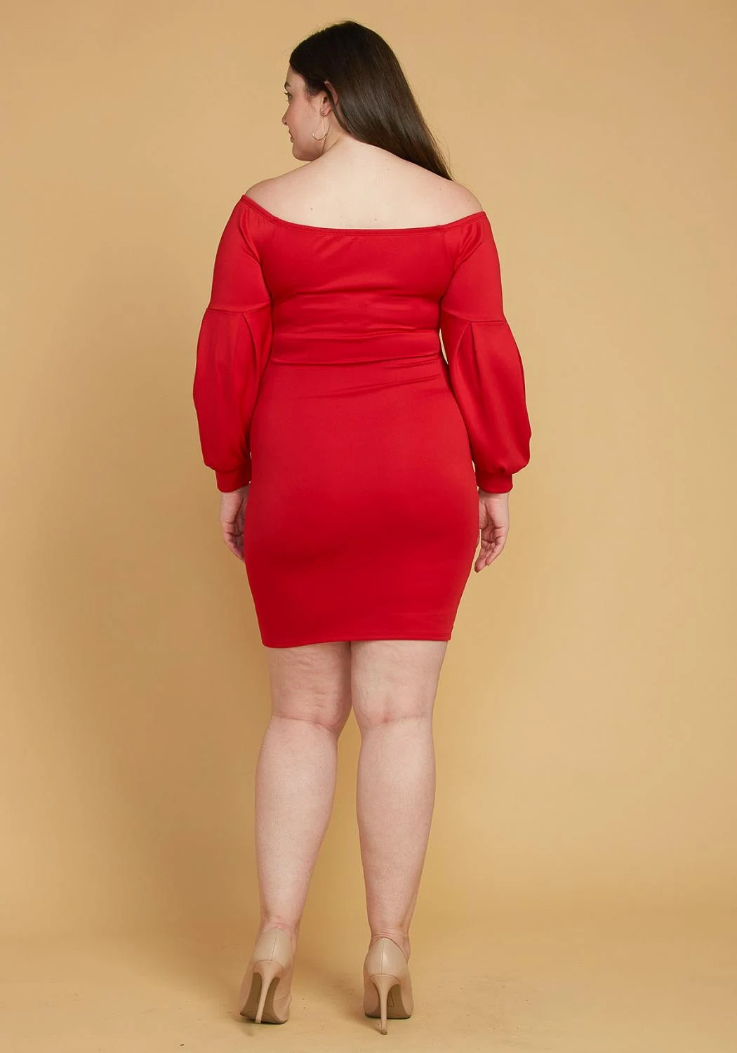Plus Size Split Off Shoulder Party Dress - Image 3