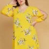 Asoph Plus Size Slit Sleeve Floral Tunic Dress