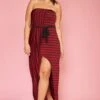 Plus Size Stripe Tube Top Asymmetrical Maxi Dress