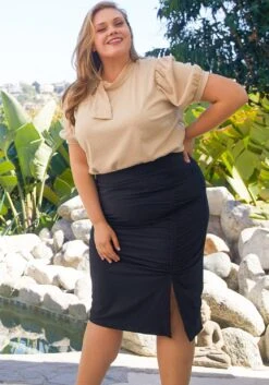 Pleione Plus Size So Sophisticated Midi Skirt