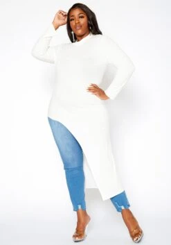 Asoph Plus Size Asymmetric High Low Fashion Top