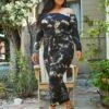 Asoph Plus Size Tie Dye Bodycon Dress