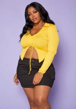 Plus Size Belted Mini Skirt
