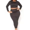 Plus Size Matching Crop Top And Maxi Skirt Set