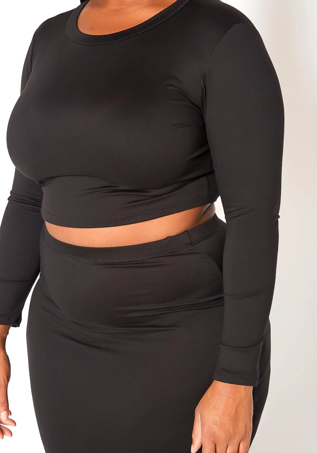Plus Size Matching Crop Top And Maxi Skirt Set - Image 5