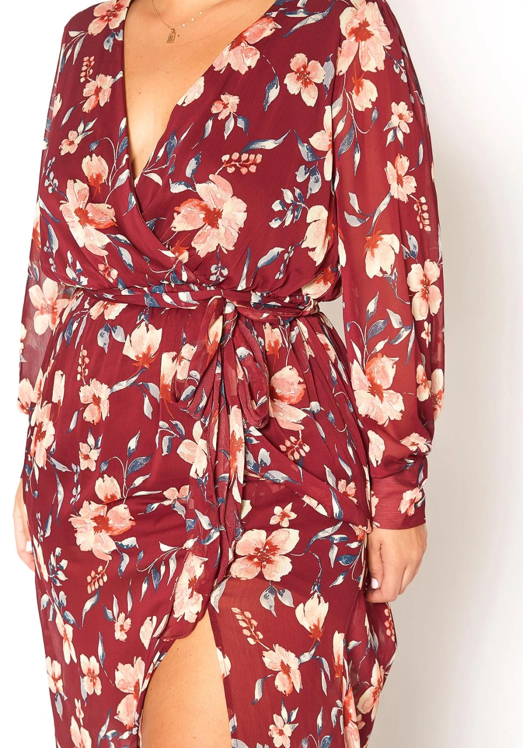 Asoph Plus Size Floral Print Chiffon Maxi Dress - Image 5