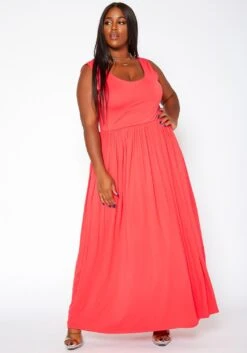 Asoph Plus Size Casual Fit & Flare Maxi Dress