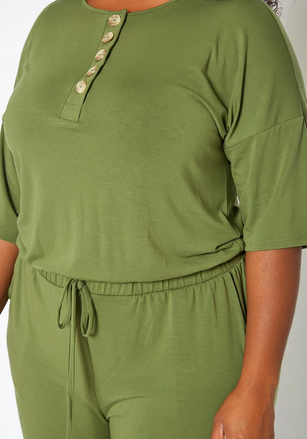 Asoph Plus Size Casual Button Hem Jumpsuit - Image 5
