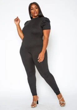 Asoph Plus Size Up Leveled Basic Bodycon Jumpsuit