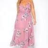 Asoph Plus Size Floral Print Cross Lace Back Maxi Dress