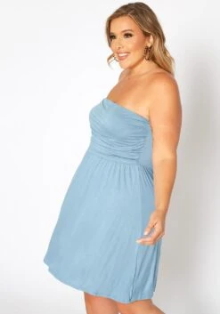 Asoph Plus Size Basic Tube Fit & Flare Mini Dress