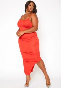 Asoph Plus Size Ruched Bodycon Maxi Dress