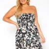 Asoph Plus Size Smocked Floral Print Mini Dress