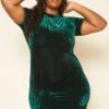 Plus Size Green Velvet Mini Dress