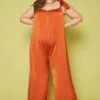Plus Size Satin Wide Flare Jumpsuit