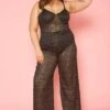 Plus Size Metallic Floral Lace Jumpsuit