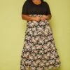 Plus Size Floral Print Flare Maxi Dress