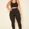 Plus Size Ribbed Racerback Tank Top & Leggings Set