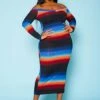 Plus Size Gradient Print Bodycon Maxi Dress