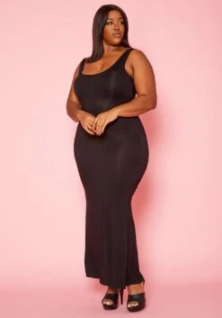 Plus Size Basic Bodycon Tank Maxi Dress