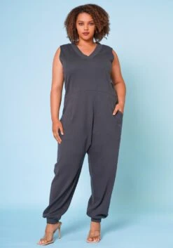 Plus Size V-Neck Harem Jumpsuit