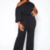 Plus Size One Sleeve Asymmetrical One Shoulder Jumpsuit