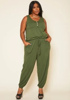 Plus Size Lounge Sleeveless Jumpsuit