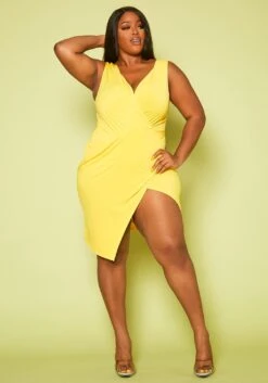 Plus Size Surplice Mini Dress