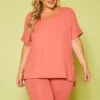 Plus Size V-Neck Tee Shirt & Biker Shorts Set