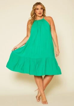 Plus Size Halter Top Tiered Dress