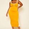 Plus Size Tape Striped Side Maxi Dress
