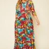 Plus Size Graphic Print Fit & Flare Maxi Dress