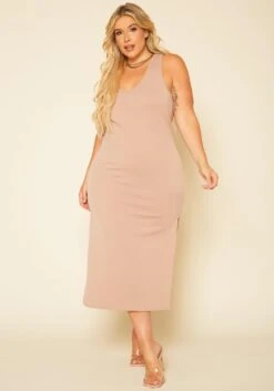 Plus Size Ribbed Lounge Midi Dress