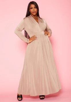 Plus Size Double Slit Flare Maxi Dress