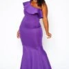 Plus Size One Shoulder Mermaid Maxi Dress
