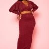 Plus Size Ribbed Knit Crop Top & Skirt Set