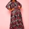 Plus Size Fuchsia Leopard Print Fit & Flare Maxi Dress