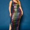 Plus Size Rainbow Chrome Maxi Dress