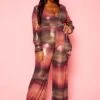 Plus Size Gradient Pattern Metallic Jumpsuit