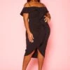 Plus Size Off Shoulder Drape Front Cocktail Dress