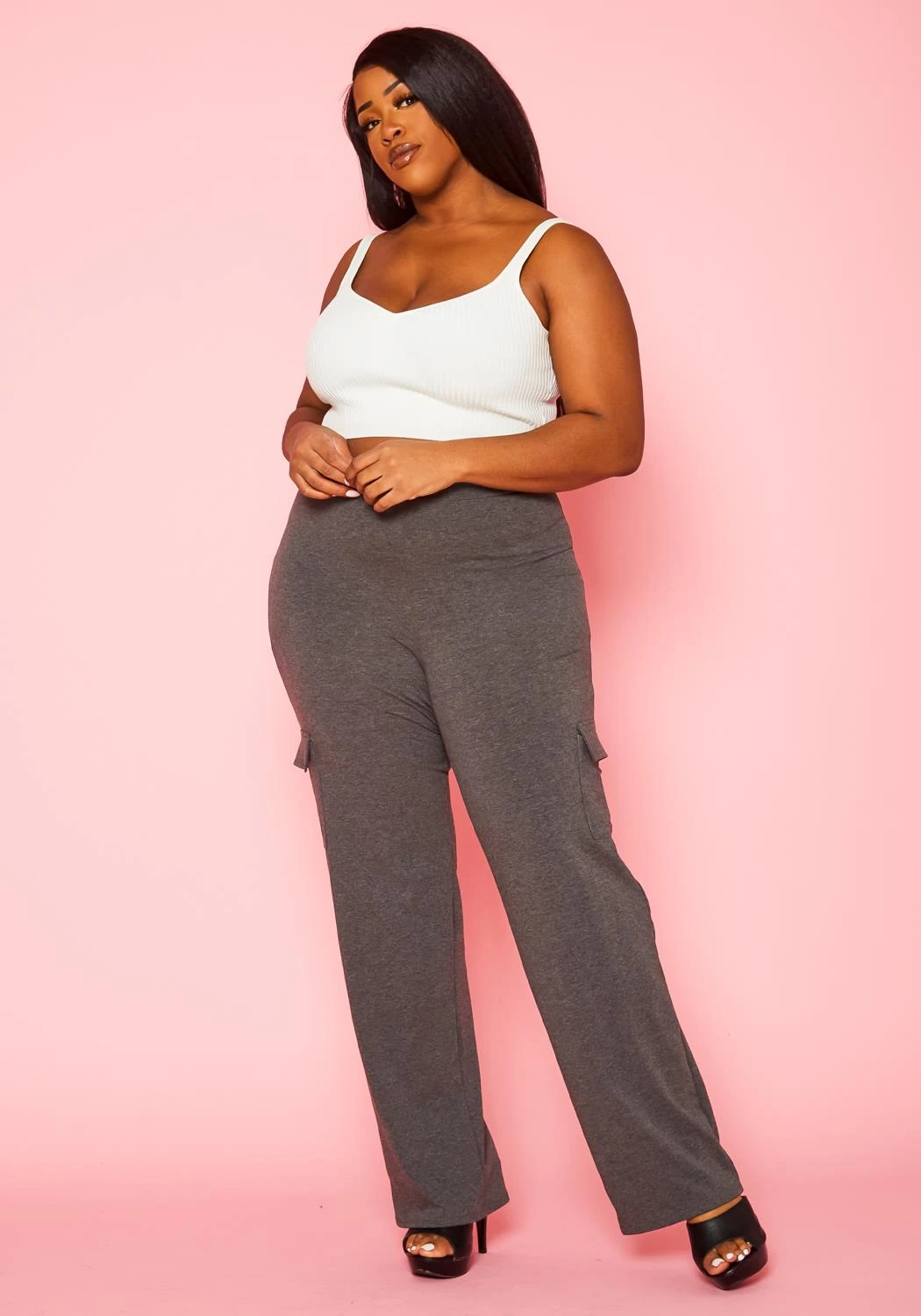 Plus Size High Waist Cotton Pants - Image 3