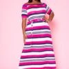 Plus Size Multi Striped Fit & Flare Maxi Dress