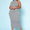 Plus Size Halter Neck Bodycon Midi Dress