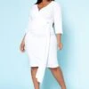Plus Size V Neck Overlay Drape Mini Dress