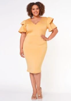 Plus Size Shoulder Flare Maxi Dress