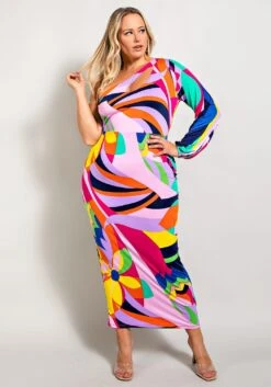 Plus Size One Shoulder Cut Out Dress