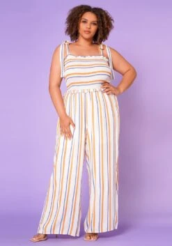 Plus Size Picnic Smocked Jumpsuit