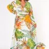 Plus Size Summer Leaf Two Piece Set